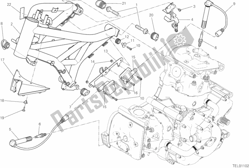 All parts for the Frame of the Ducati Monster 821 USA 2020
